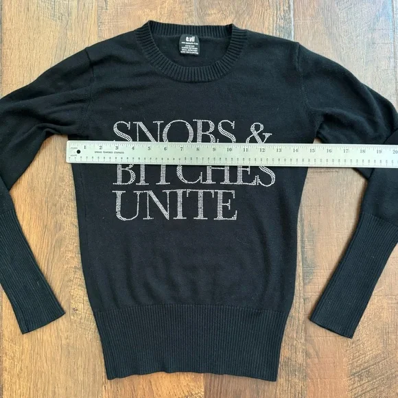 E.VIL QUEEN OF EVIL “Snobs & BitchesUnite” silk/cashmere blend sweater, size S
